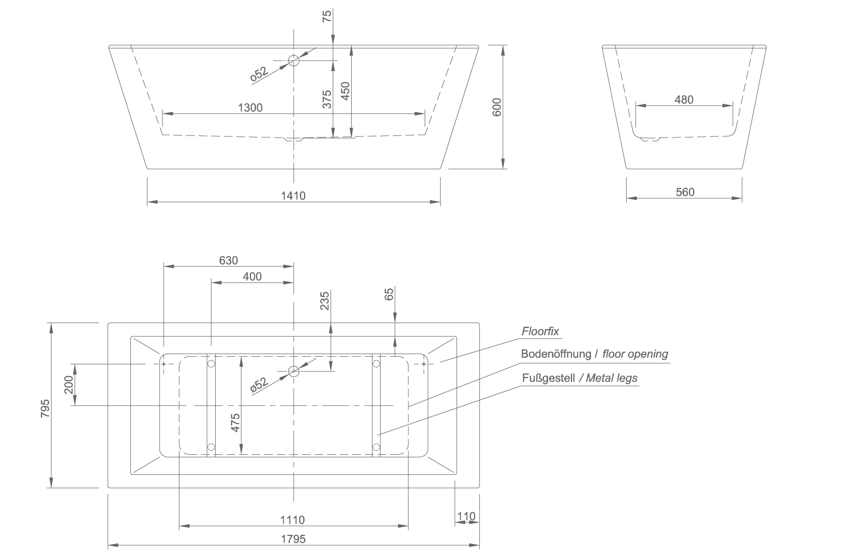 cube technical drawing