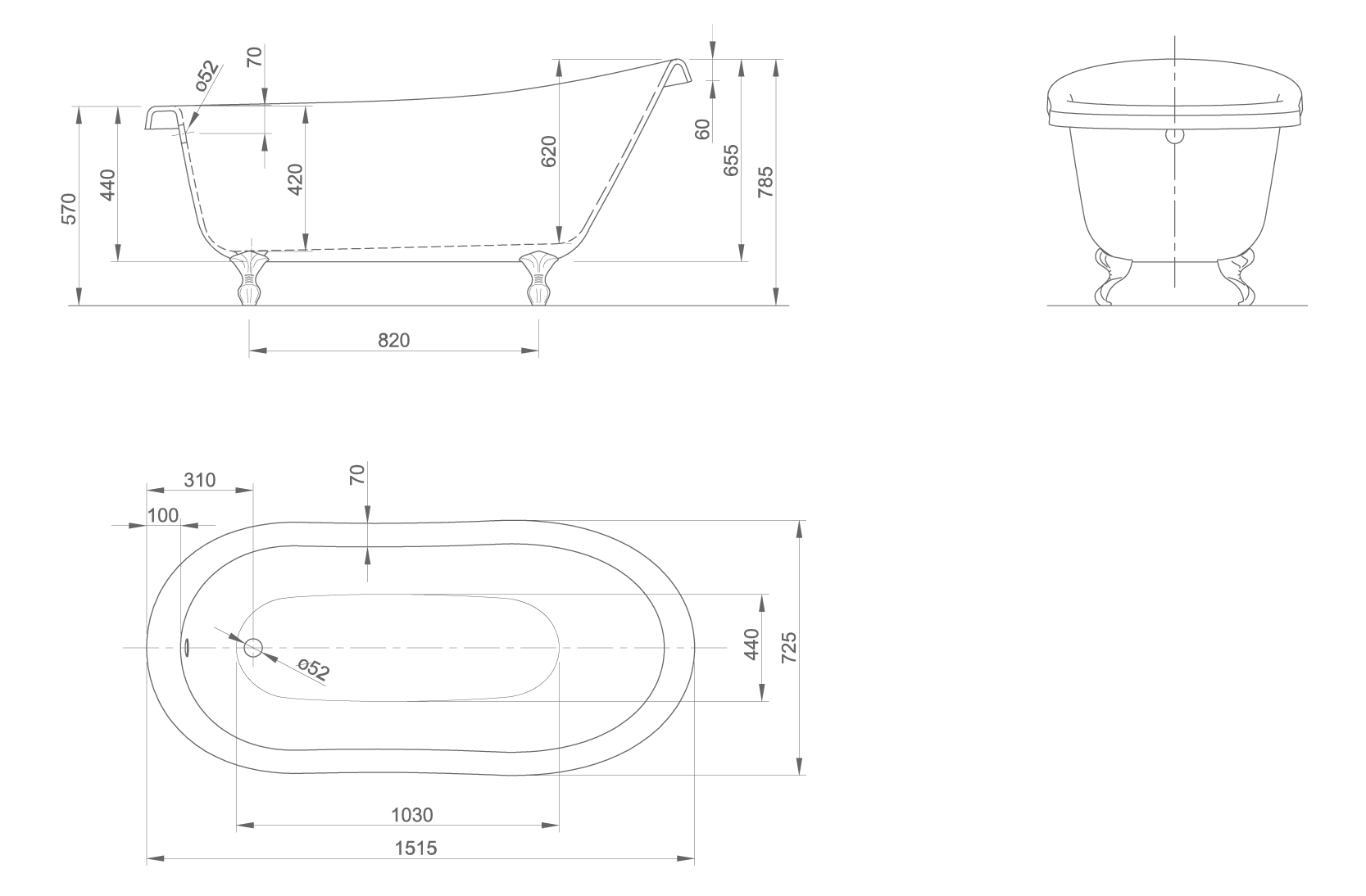 Slipper technical drawing