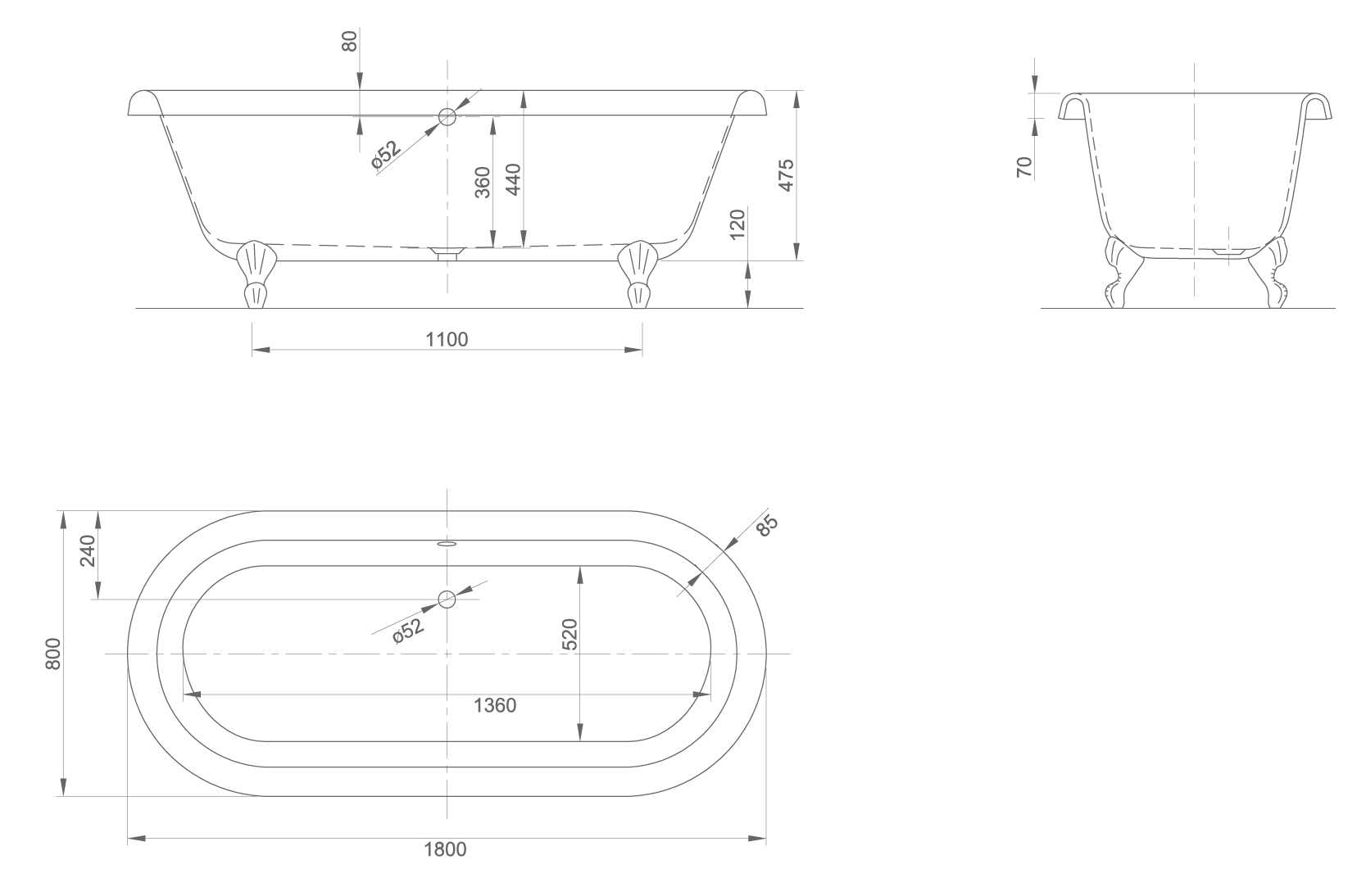 Edwardian xl technical drawing Edwardian xl technical drawing