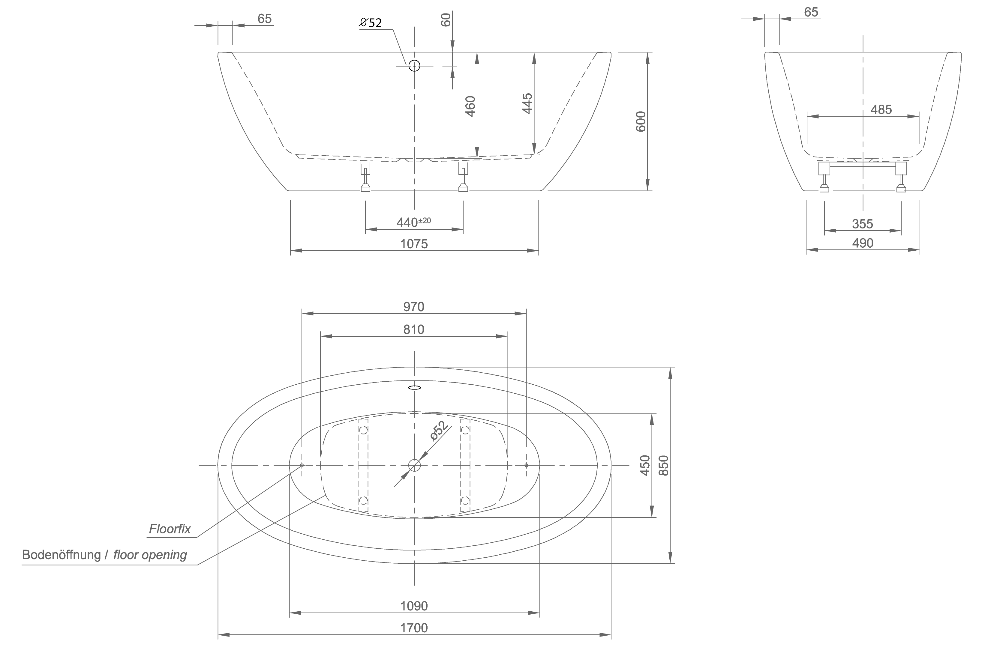 Loom XS technical drawing Loom XS technical drawing