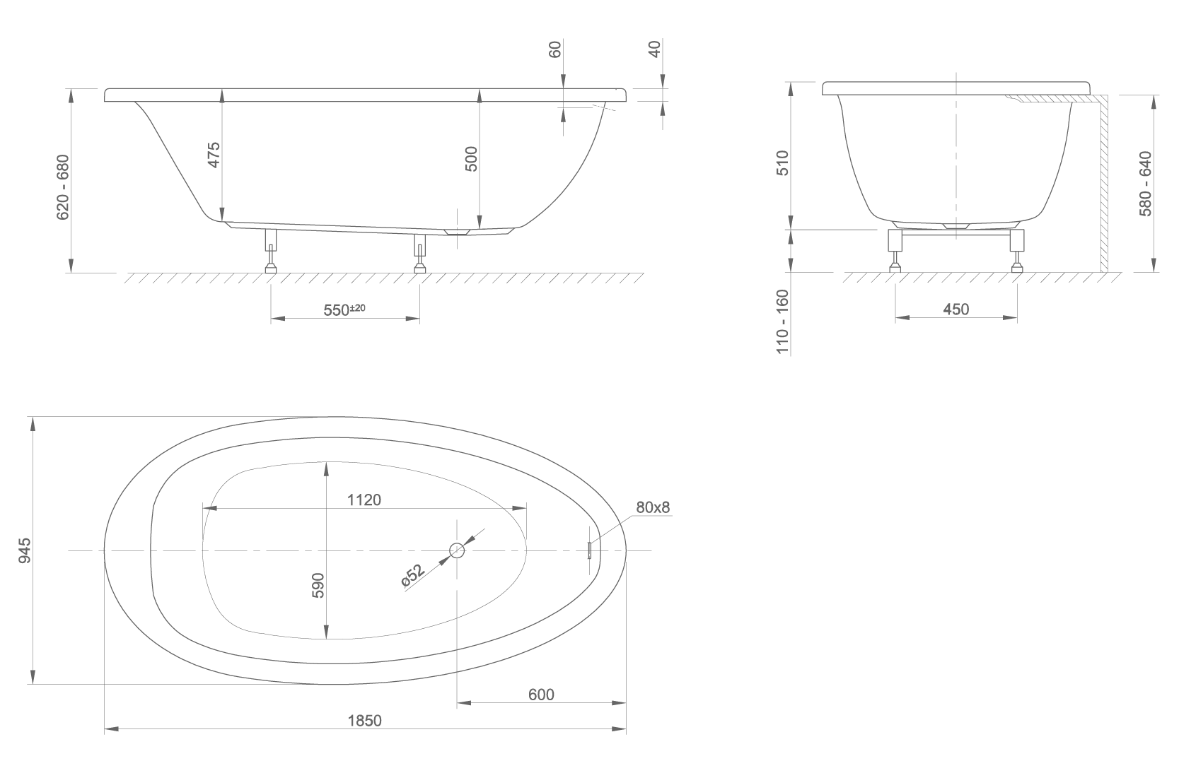lounge Fit technical drawing lounge Fit technical drawing