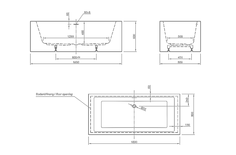 Box technical drawing