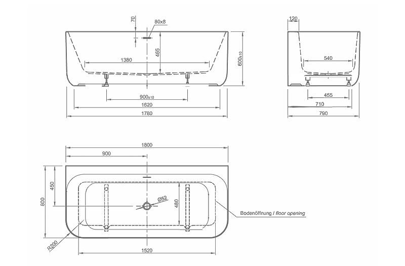 Tidy Wall 170 technical drawing